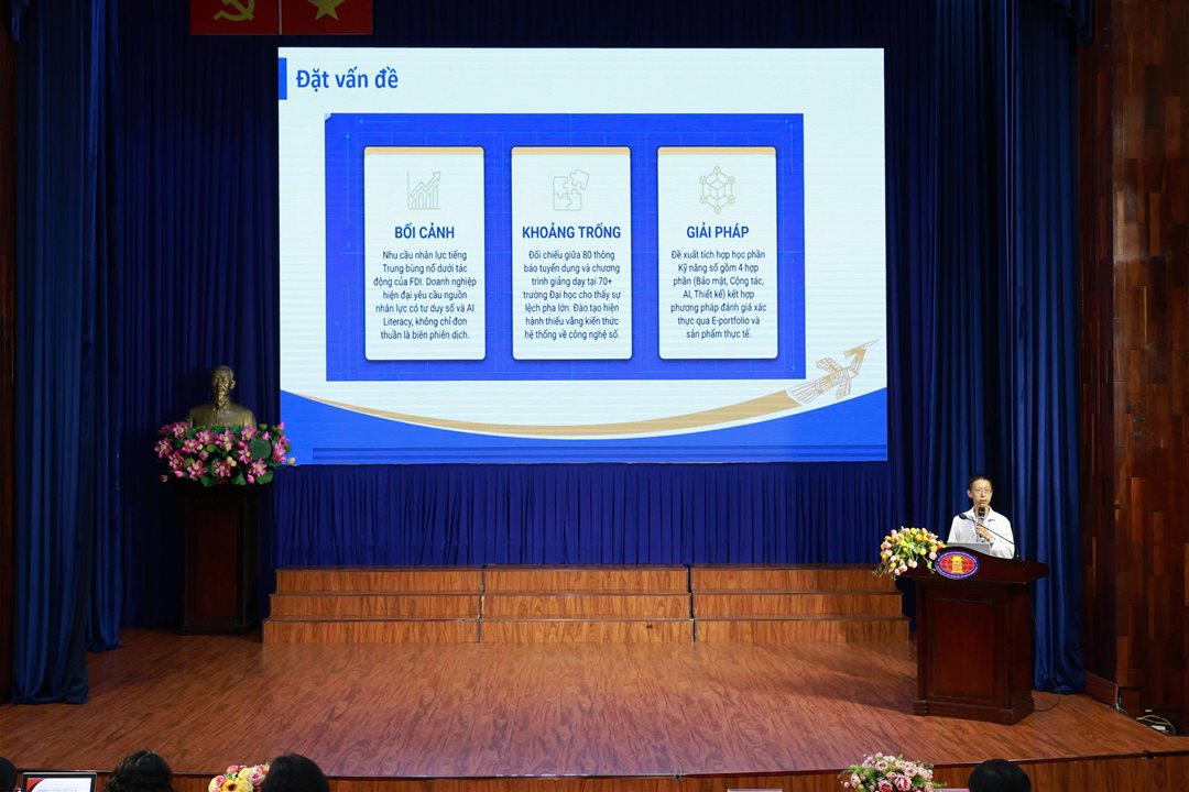 TS Nguyễn Thị Hoàng Oanh – Trưởng phòng Quan hệ Quốc tế LHU tham gia chủ trì tiểu ban báo cáo